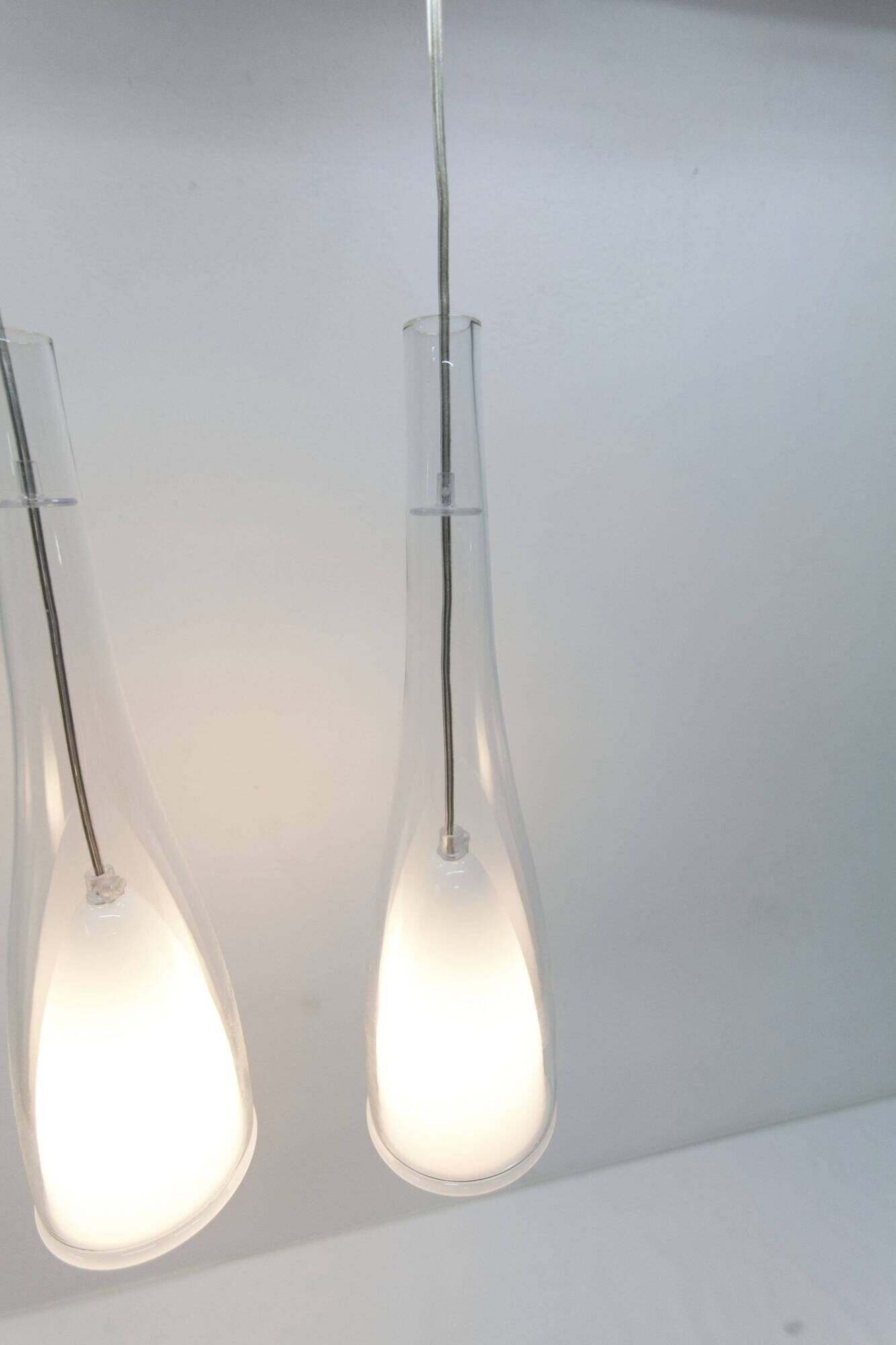 IKEA Klockspel 1980 pair of pendant lights cleaned and functional.