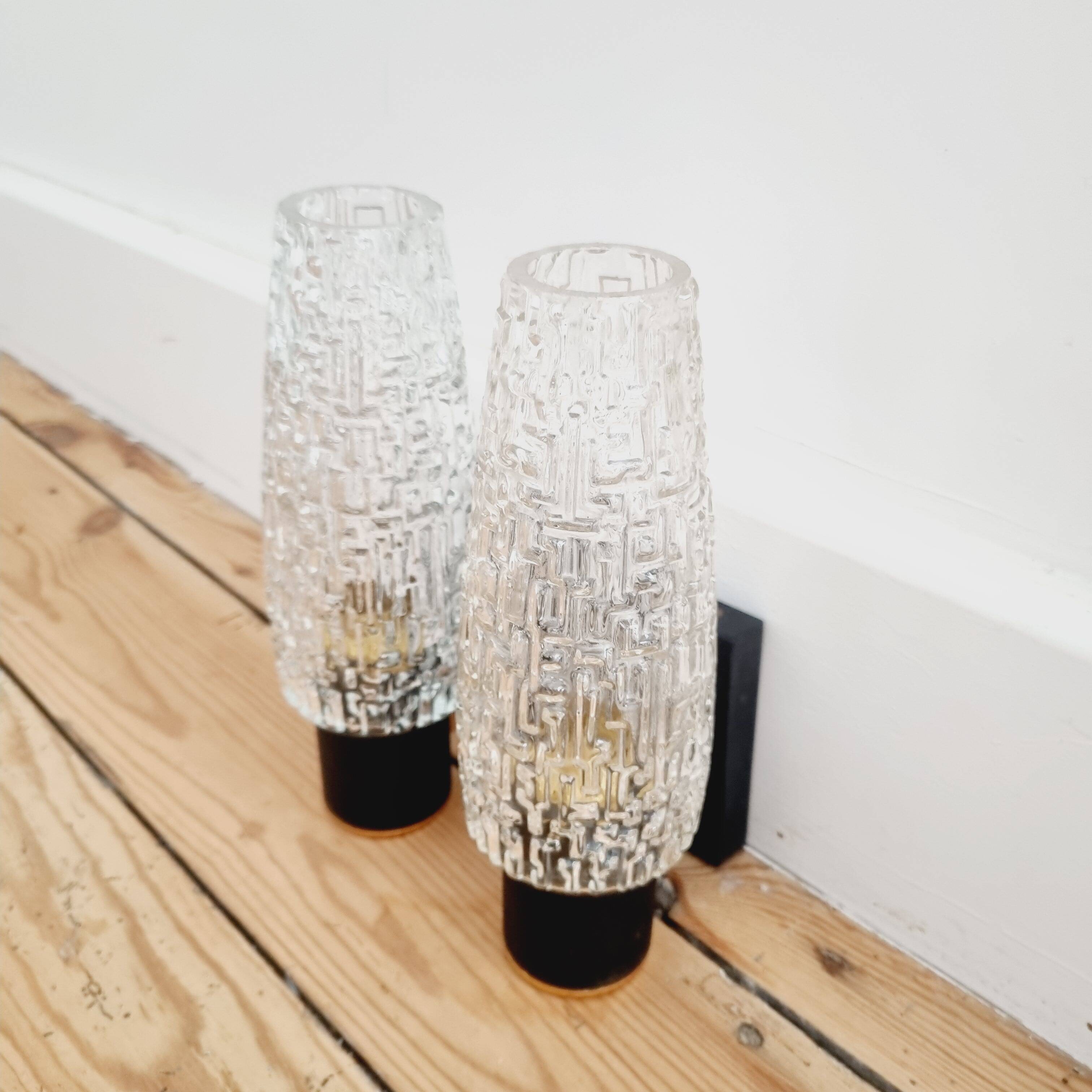 Pair of vintage gold and black wall sconces