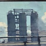 Vintage Oil Painting Industrial Landscape signed ÖRJAN WALLERT (1949)