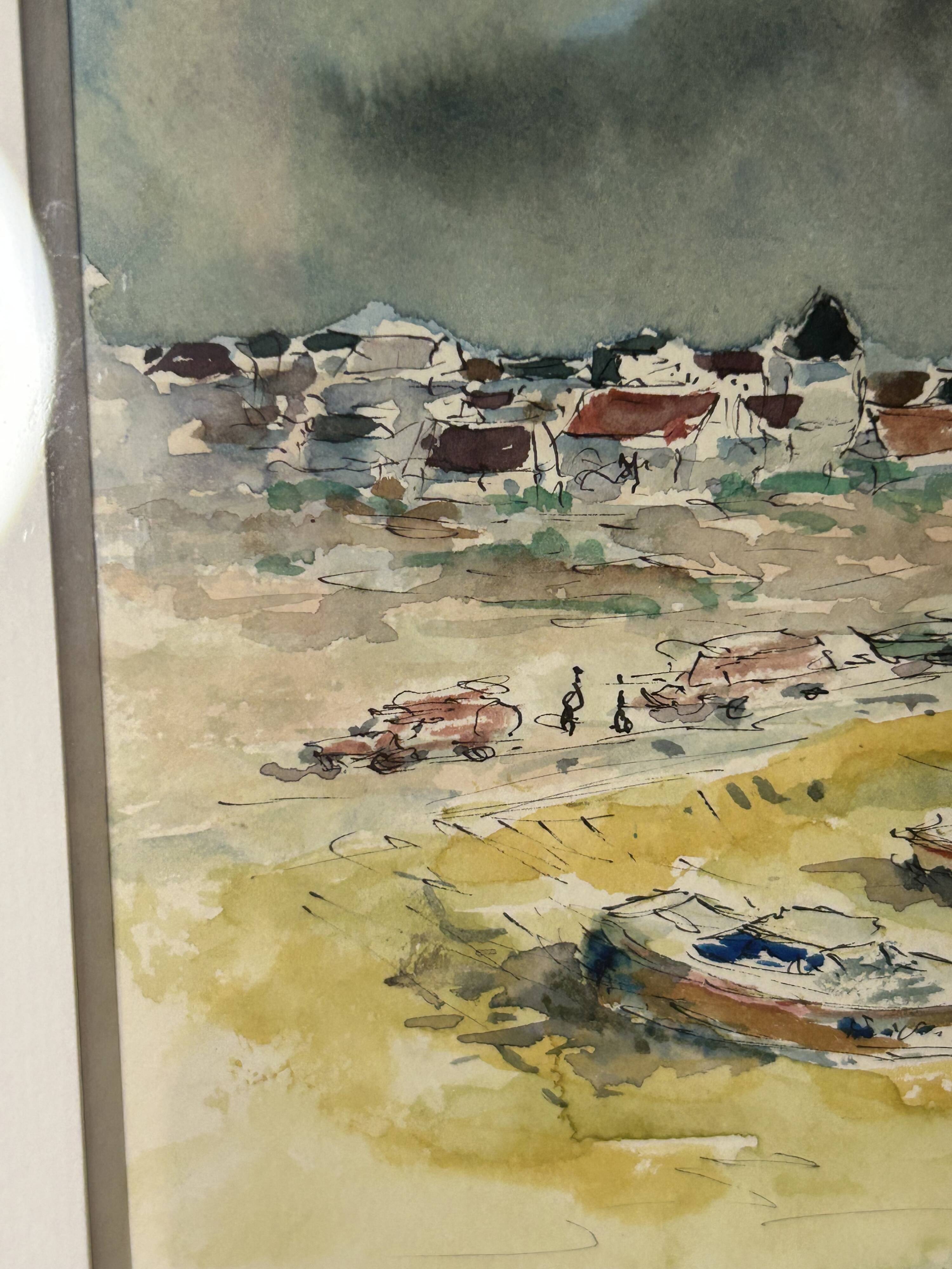20th century Impressionist school - Vassaux - Marine watercolor - Noirmoutier