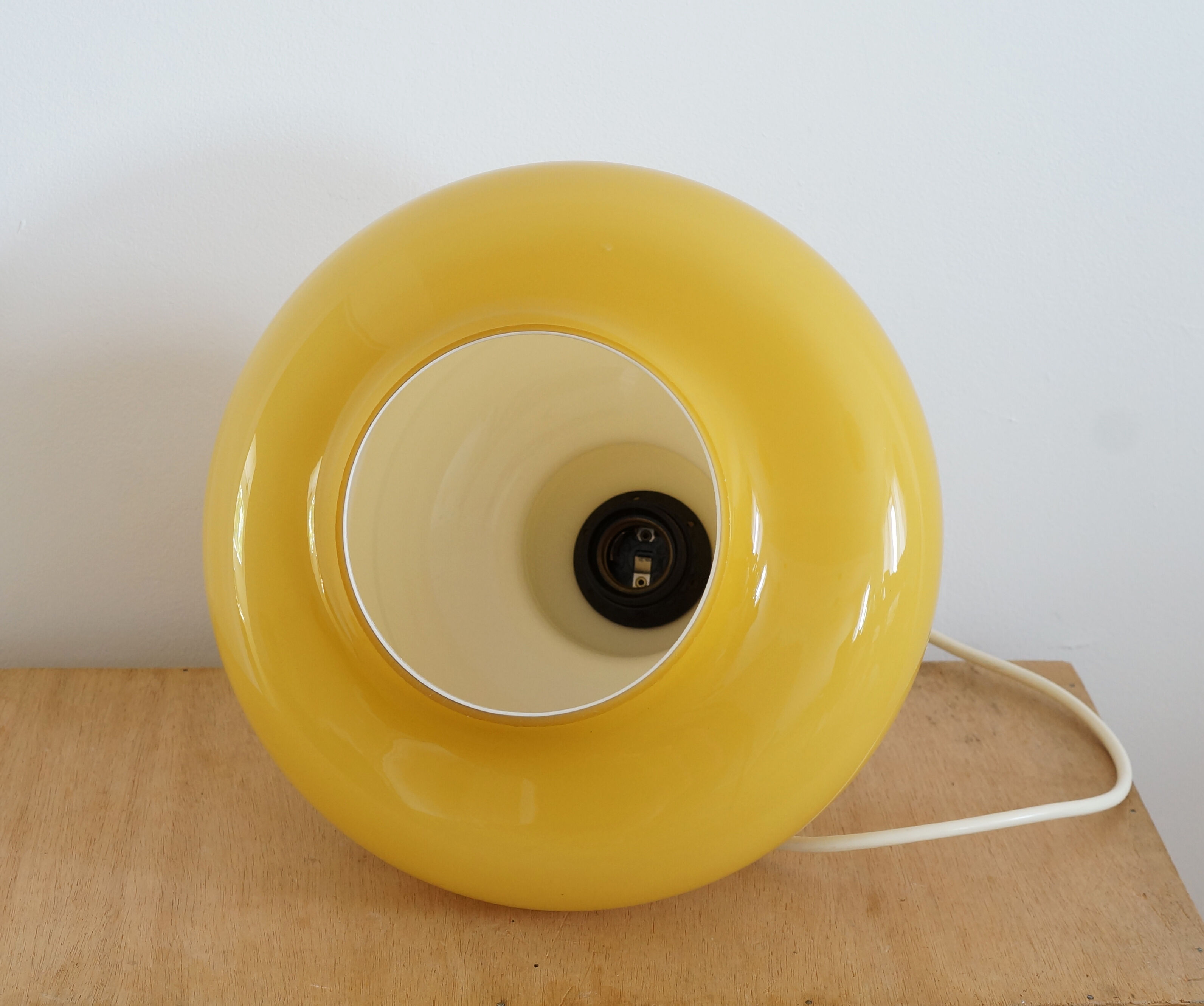 Ceiling lamp in yellow opaline 70s