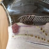 Signed ceramic pitcher. Glazed part. Worked cove