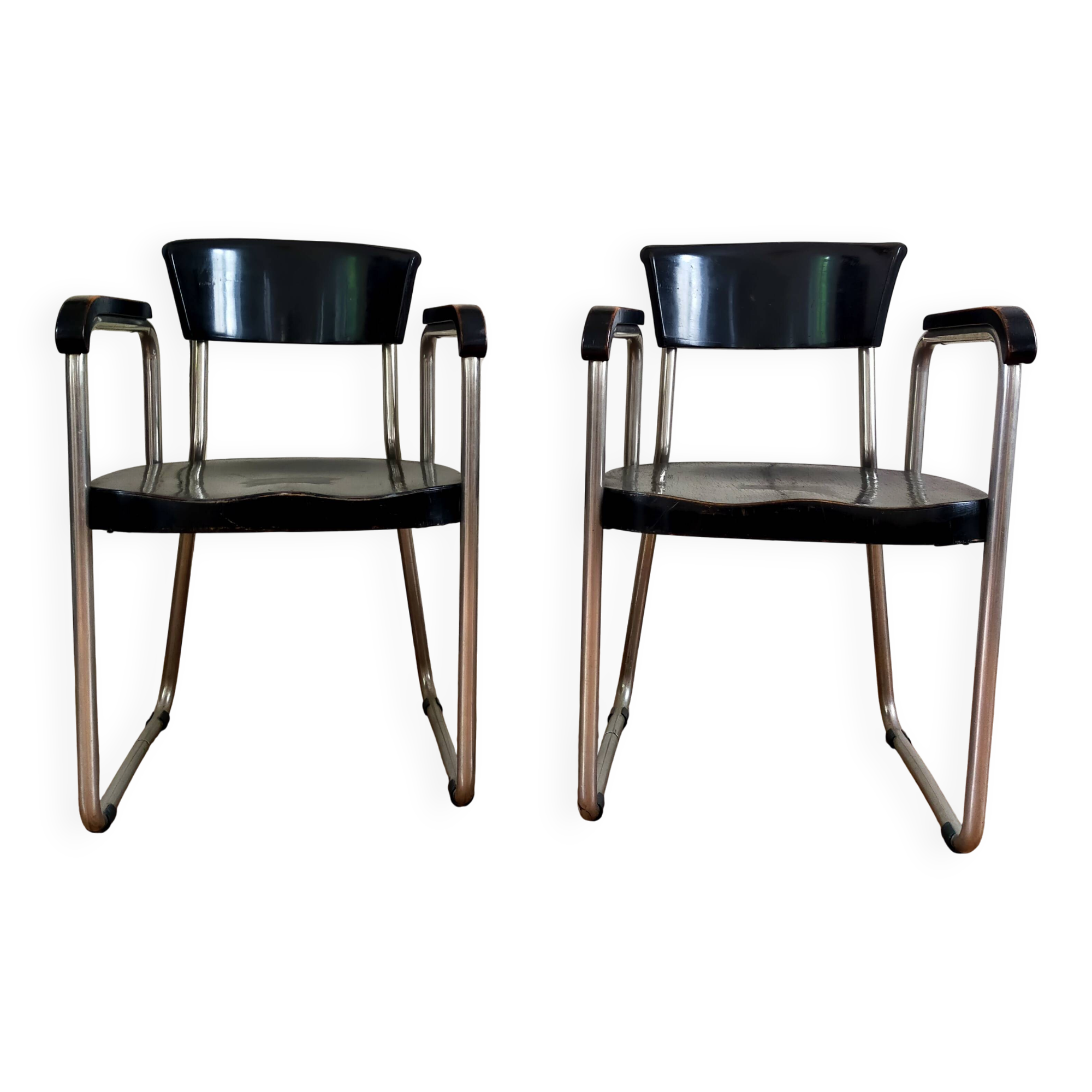 Pair of armchairs by Emile Guilhot edited by Thonet.