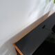 Mid-Century kastje J.D. Freese met klep en zwart opaline glas