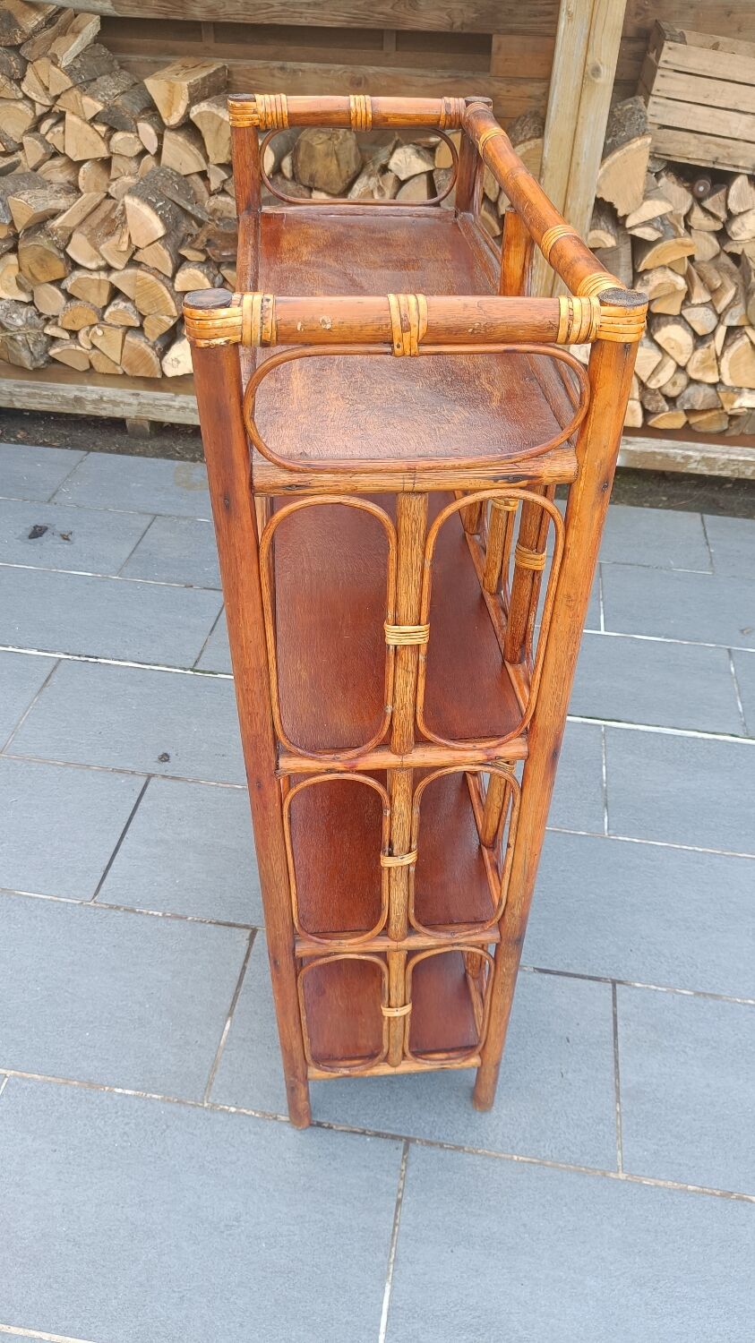 Four-tier rattan shelf