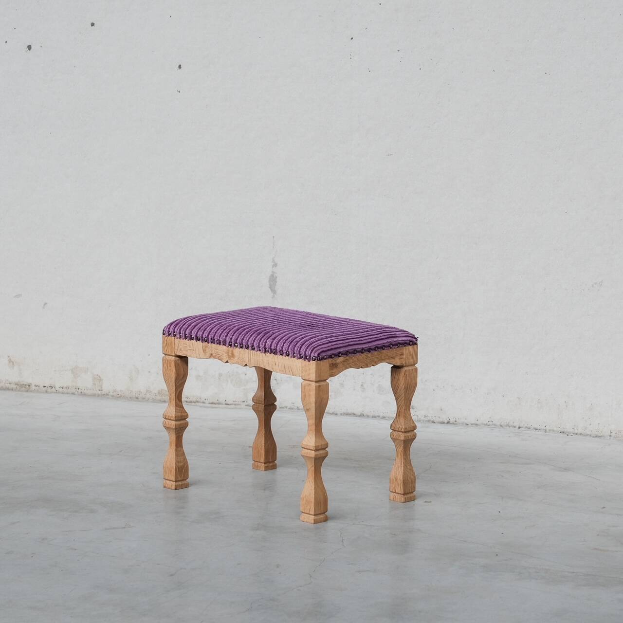 Oak Danish Mid-Century Stool style Henning Kjaernulf