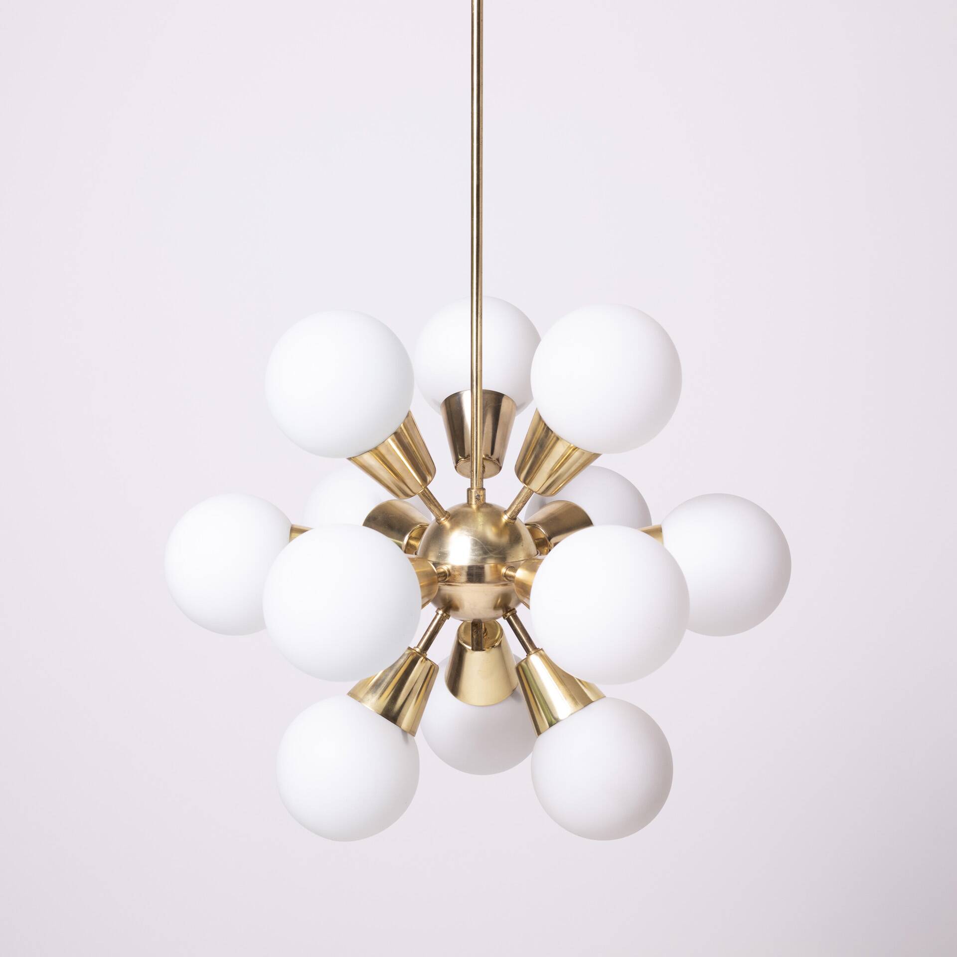 Sputnik Chandelier by Kamenicky Senov, Czechoslovakia, 1970s, Brass / glass
