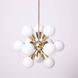 Sputnik Chandelier by Kamenicky Senov, Czechoslovakia, 1970s, Brass / glass