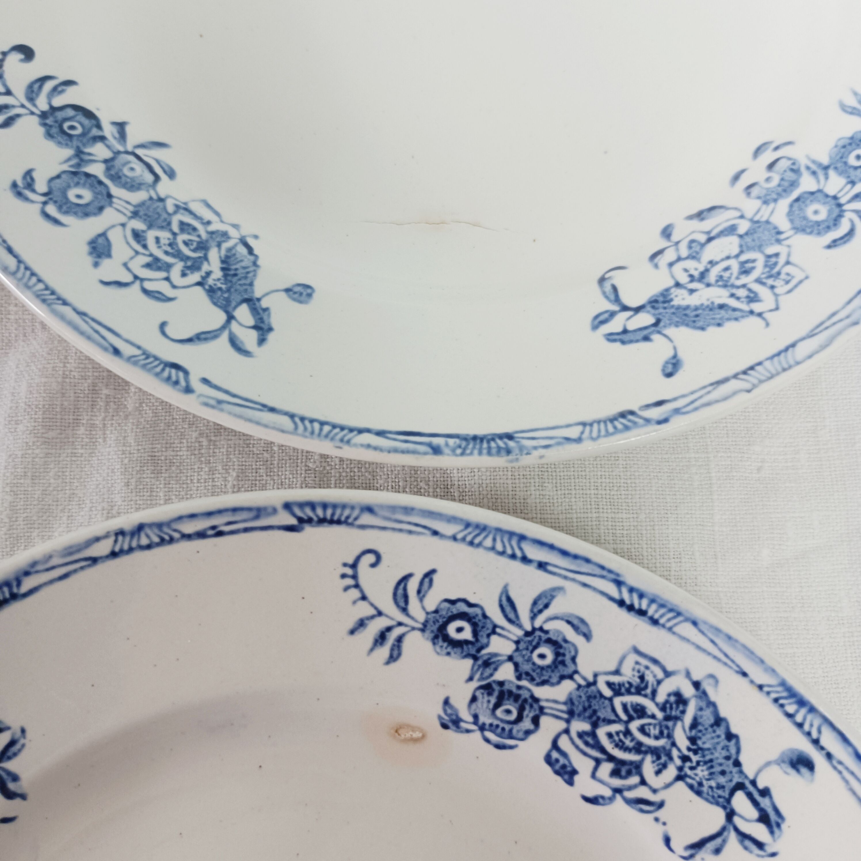 Set of 10 dessert plates, Saint-Amand, iron land, blue flowers