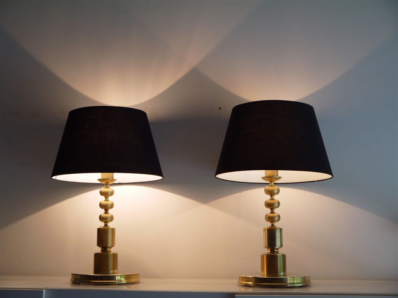 Pair of Scandinavian brass lamps 1970
