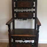 Set of an armchair and a pair of chairs in Italian Renaissance walnut