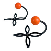 Duo of ball and flower hooks from the 70s