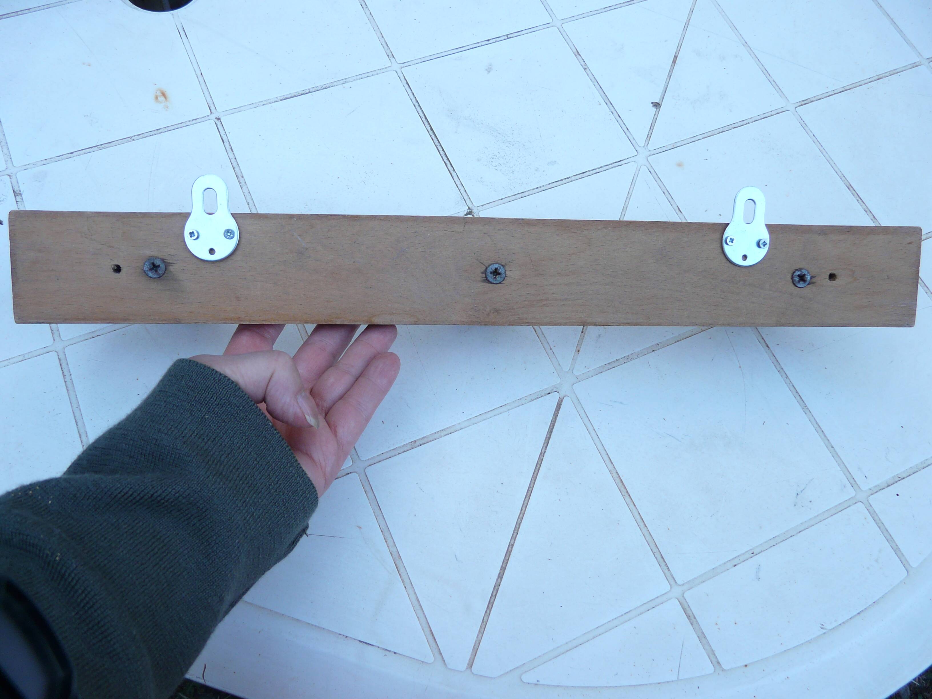 Wall mounted pine coat rack with 3 vintage hooks