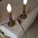 Pair of bronze bedside lamp, 19th