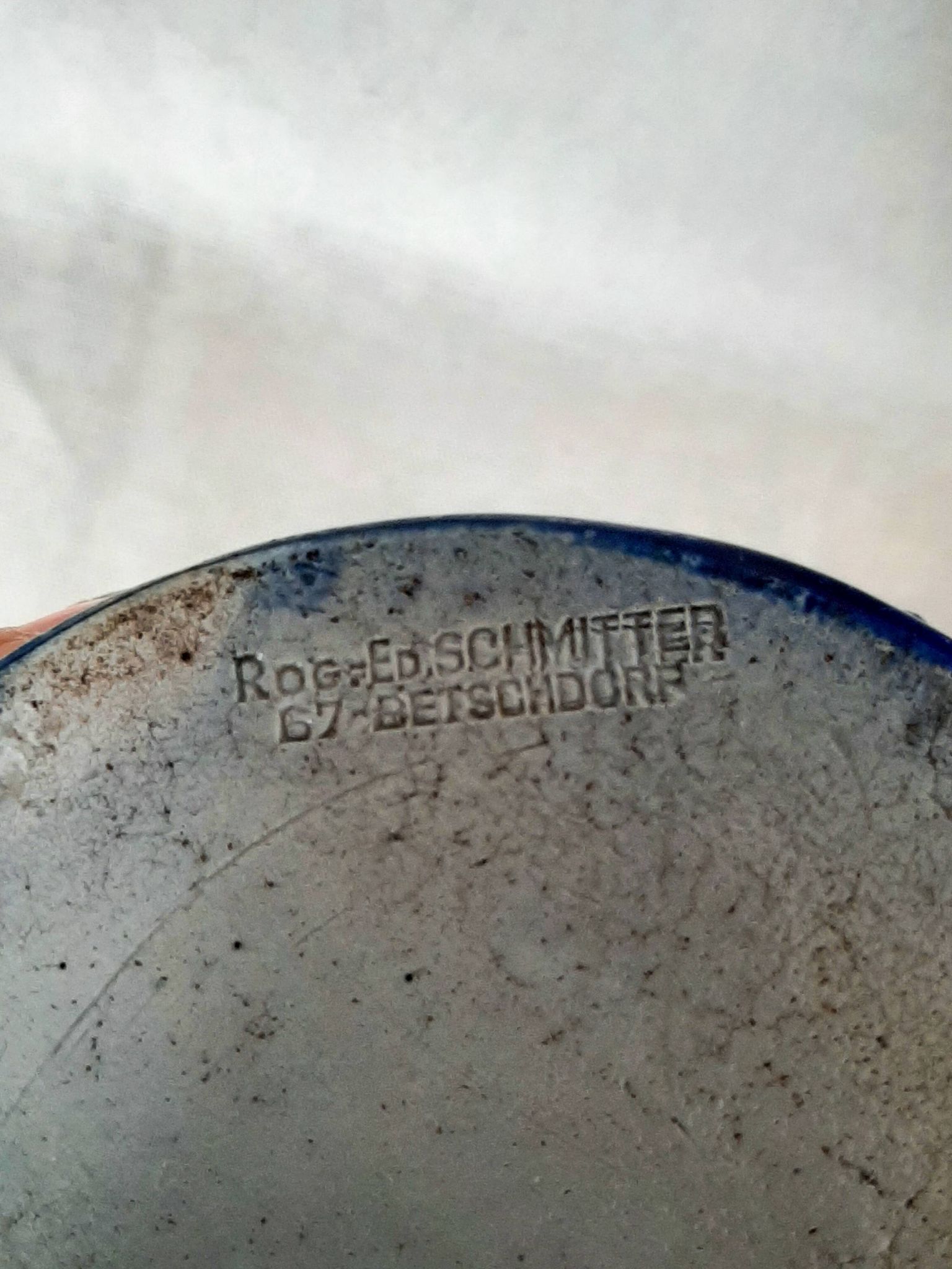 Bouteille en grès bleu d'Alsace Poterie Schmitter Betschdorf