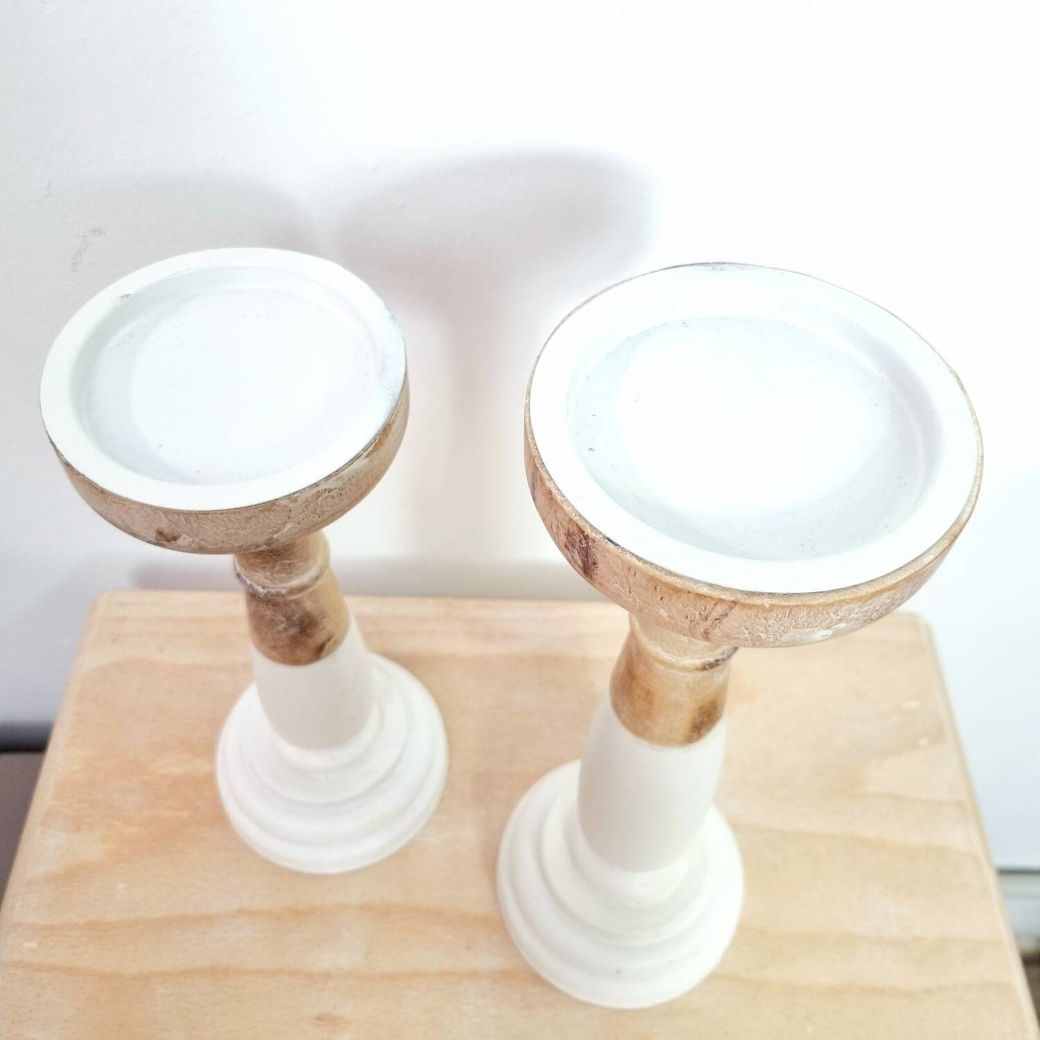 Painted wooden candlesticks