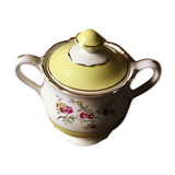 Sugar bowl Lunéville Yellow Gilding Pink flowers
