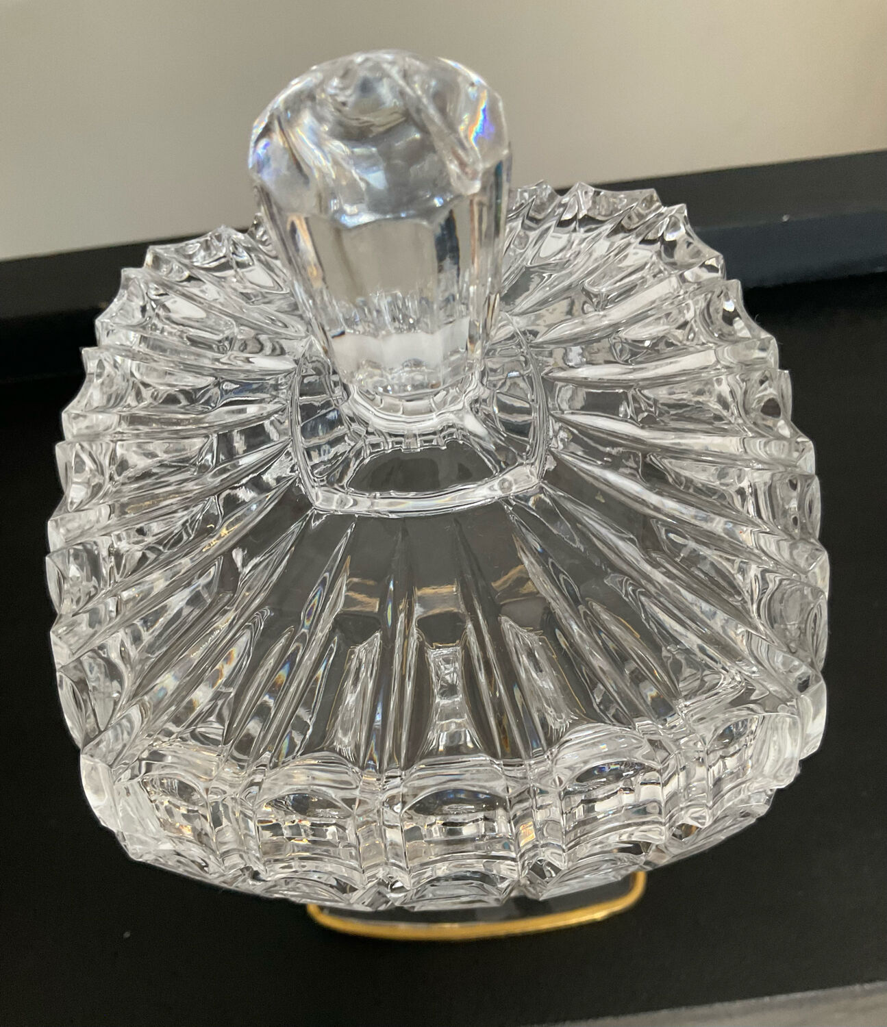 Vintage glass and brass candy box