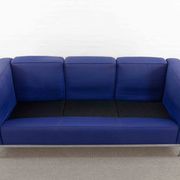 Cassina LC2 3seat Sofa by Charlotte Perriand, Le Corbusier and Pierre Jeanneret in blue fabrics