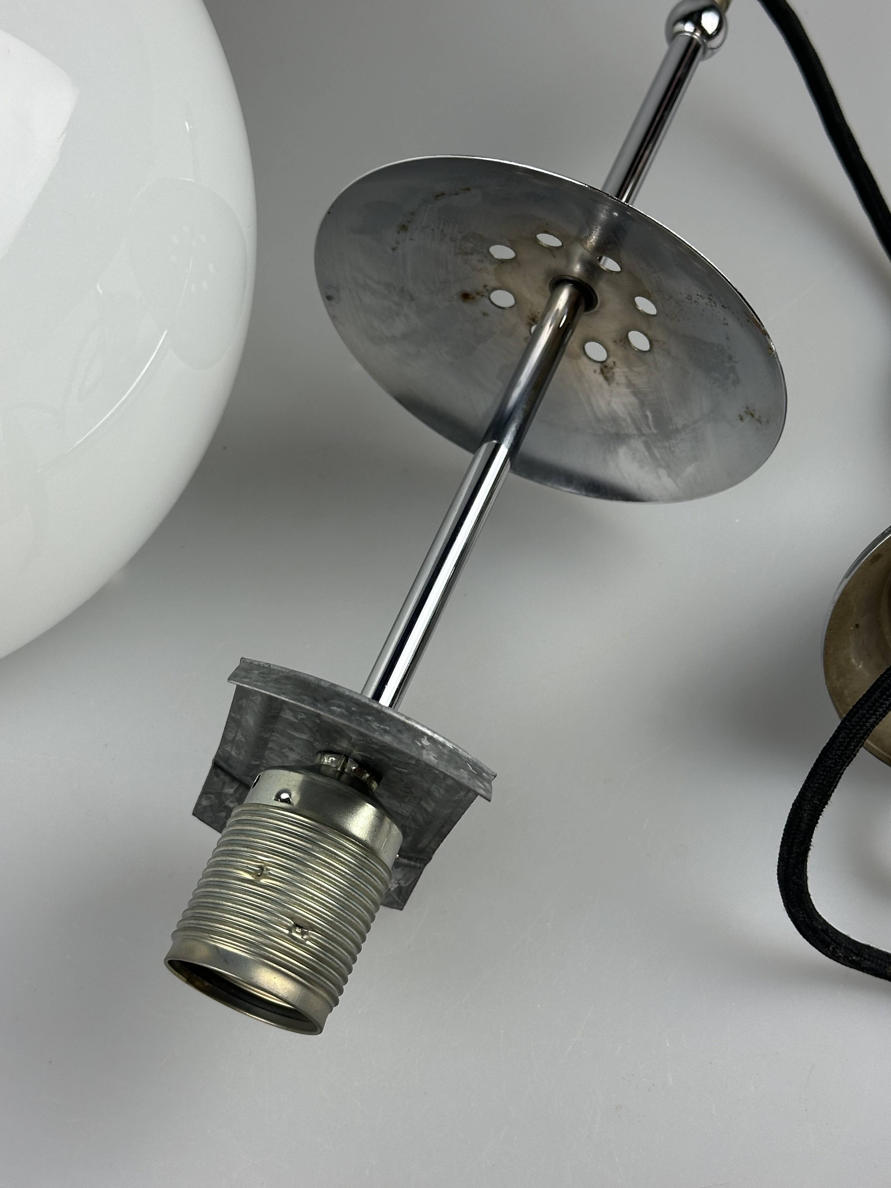 1960s and 1970s Globe Lamp, Hanging Lamp, Glass Ceiling Lamp, Space Age Des