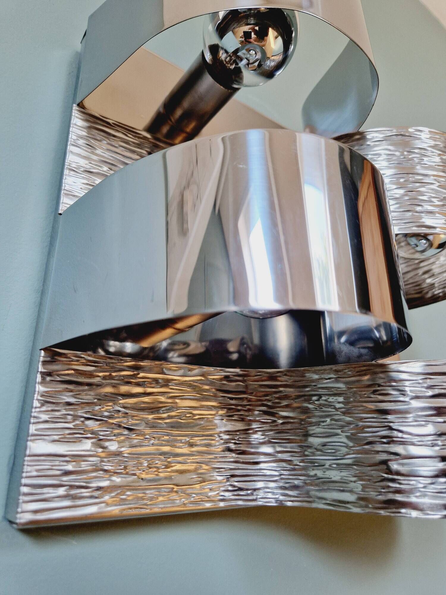 Chromed metal wall light, Goffredo Reggiani 1960s-70s