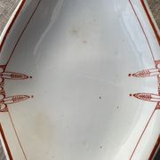 Serving dish in white porcelain art deco mill wolves orchies