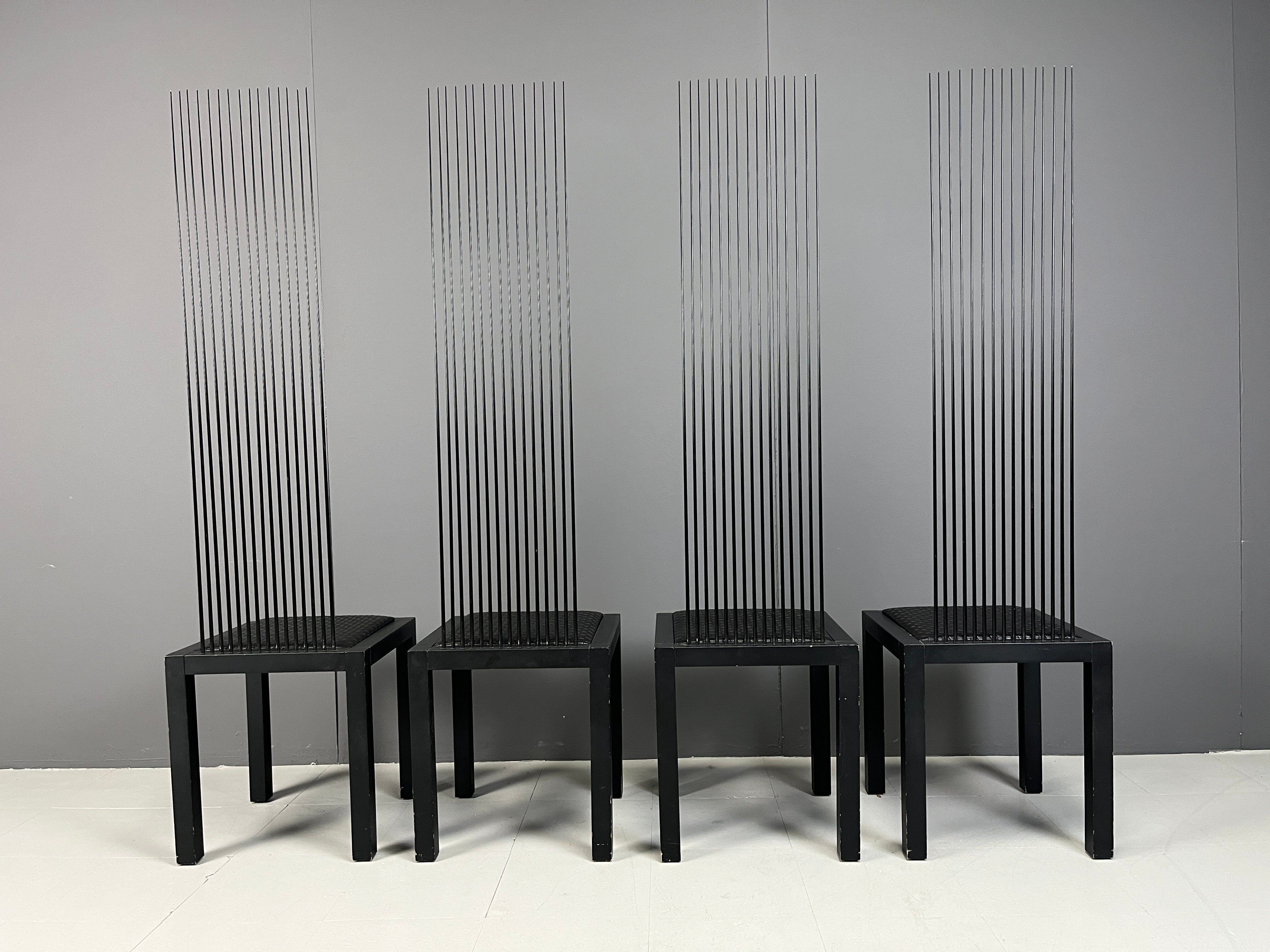 Vintage high back dining chairs, 1980s