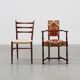 Antique oak Louis XIII style chair with floral upholstery, France ca. 1890