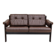 Scandinavian 2-seater sofa, original brown leather, 70s