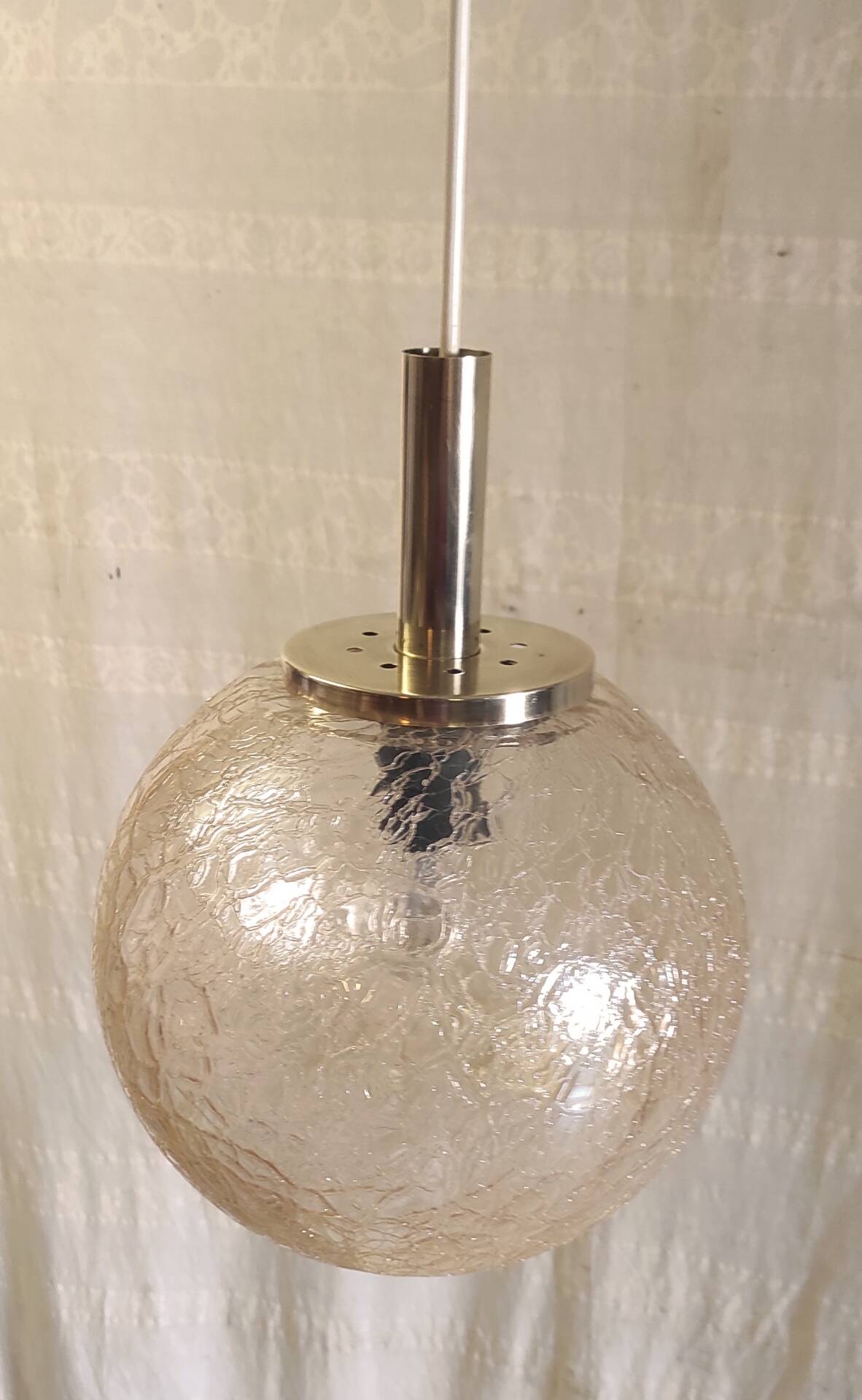 70's amber glass and brass suspension design