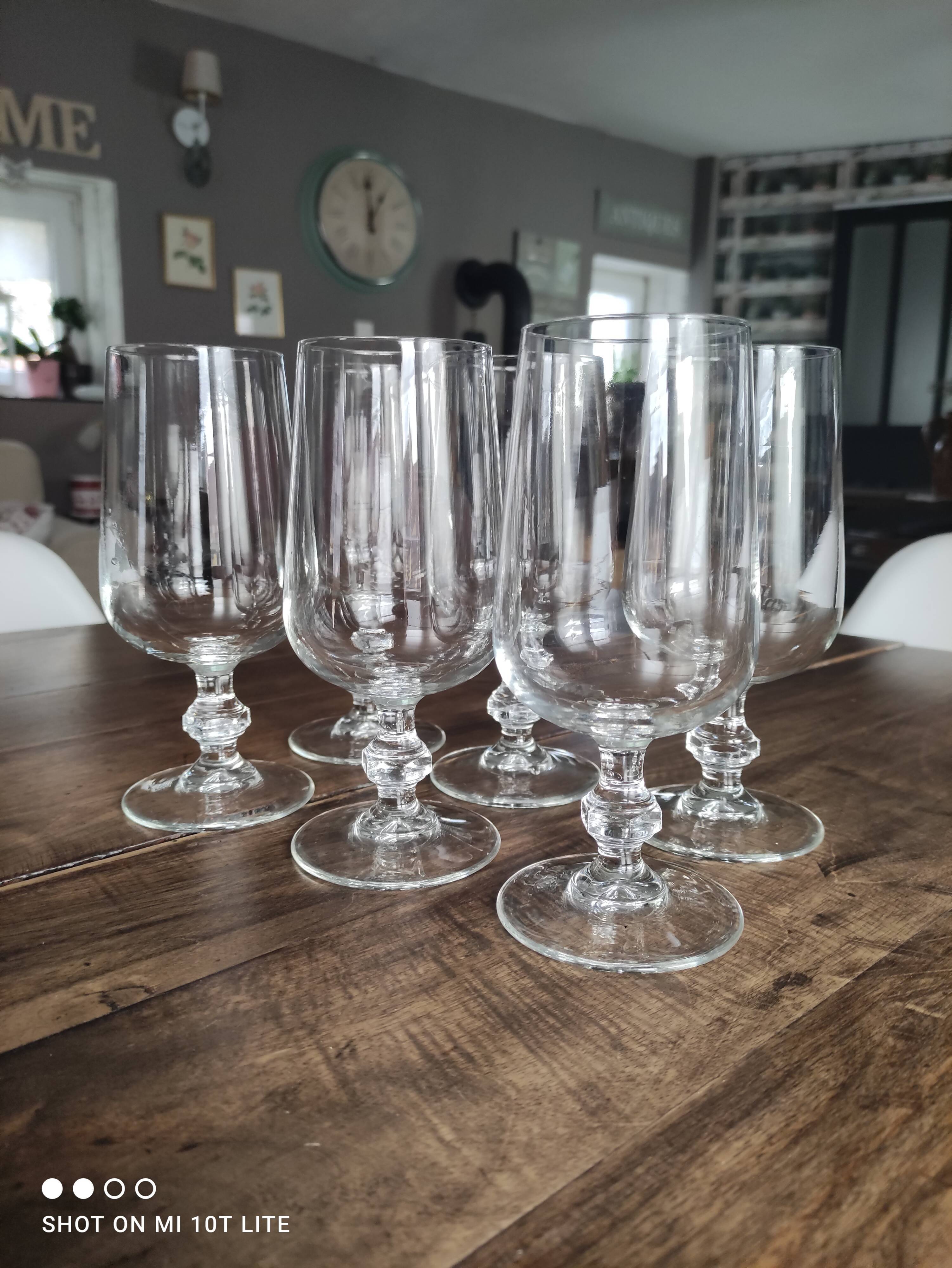 Set of 6 wine glasses top tasting hexagonal foot