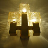 Vintage wall lamp Kalmar Austria, brass glass, 60s