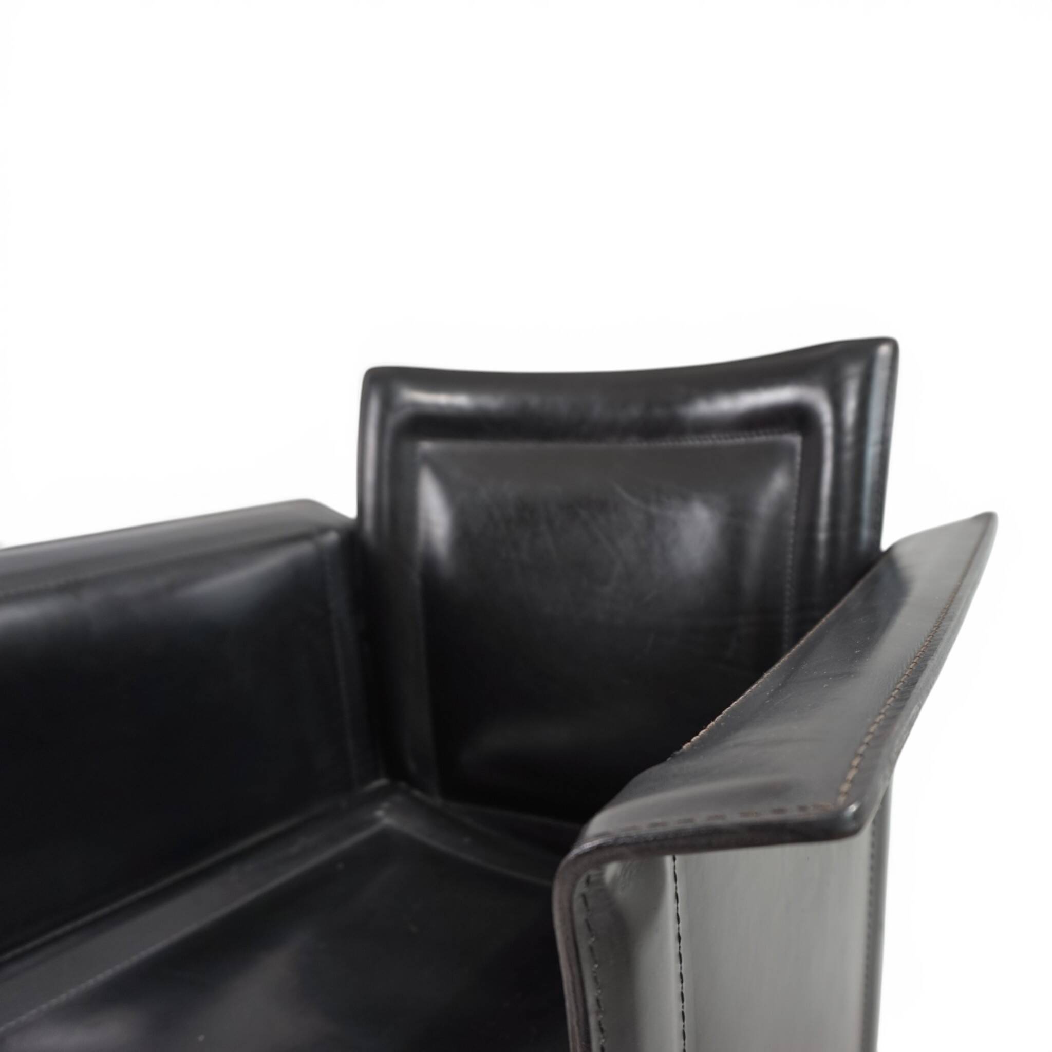 2 chaises en cuir noir Arrben Solaria par Tito Agnoli, 1970