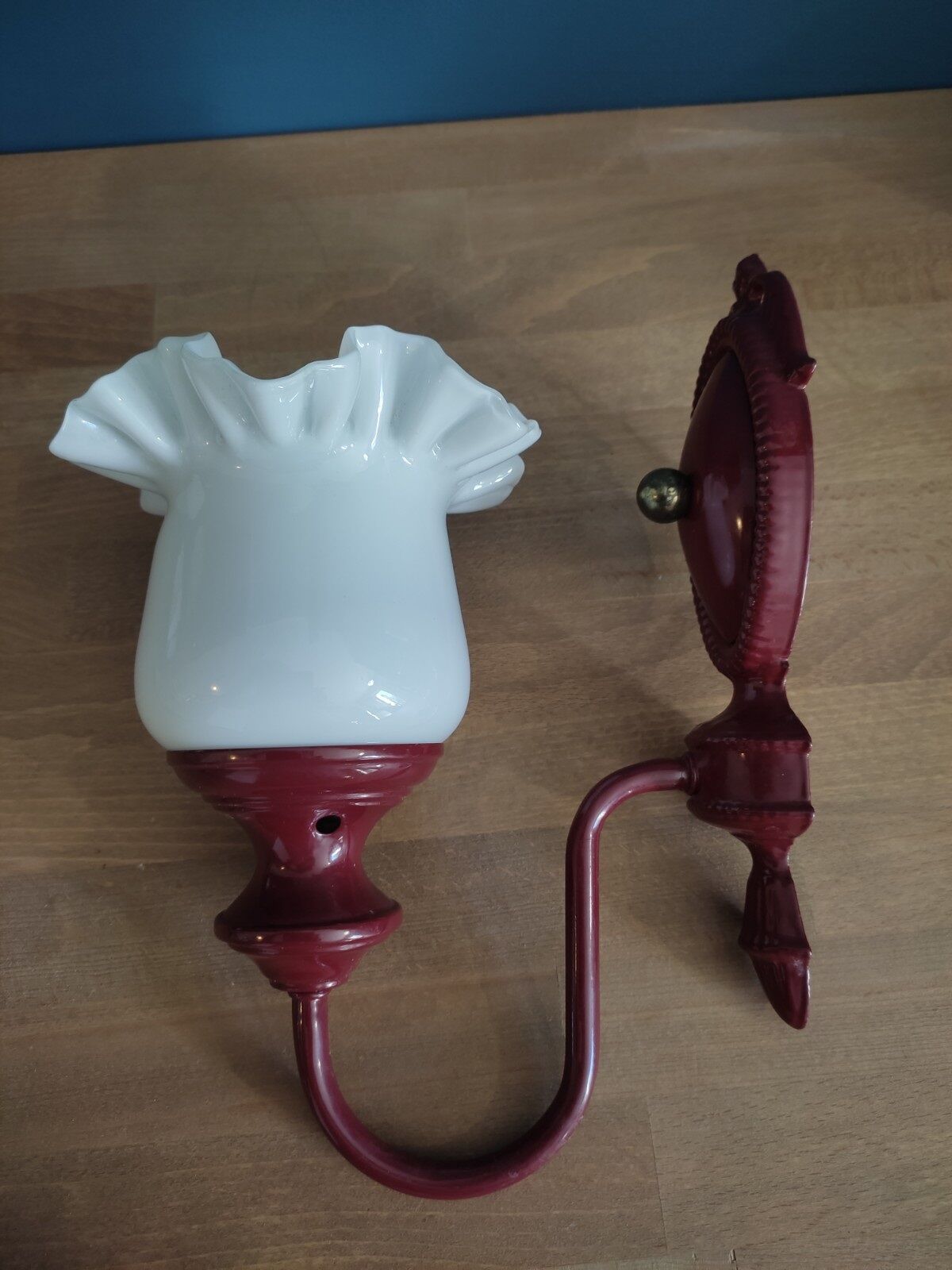 Wall lamp tulip opaline base metal enamelled Vintage old edge dp 0222f085