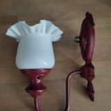 Wall lamp tulip opaline base metal enamelled Vintage old edge dp 0222f085