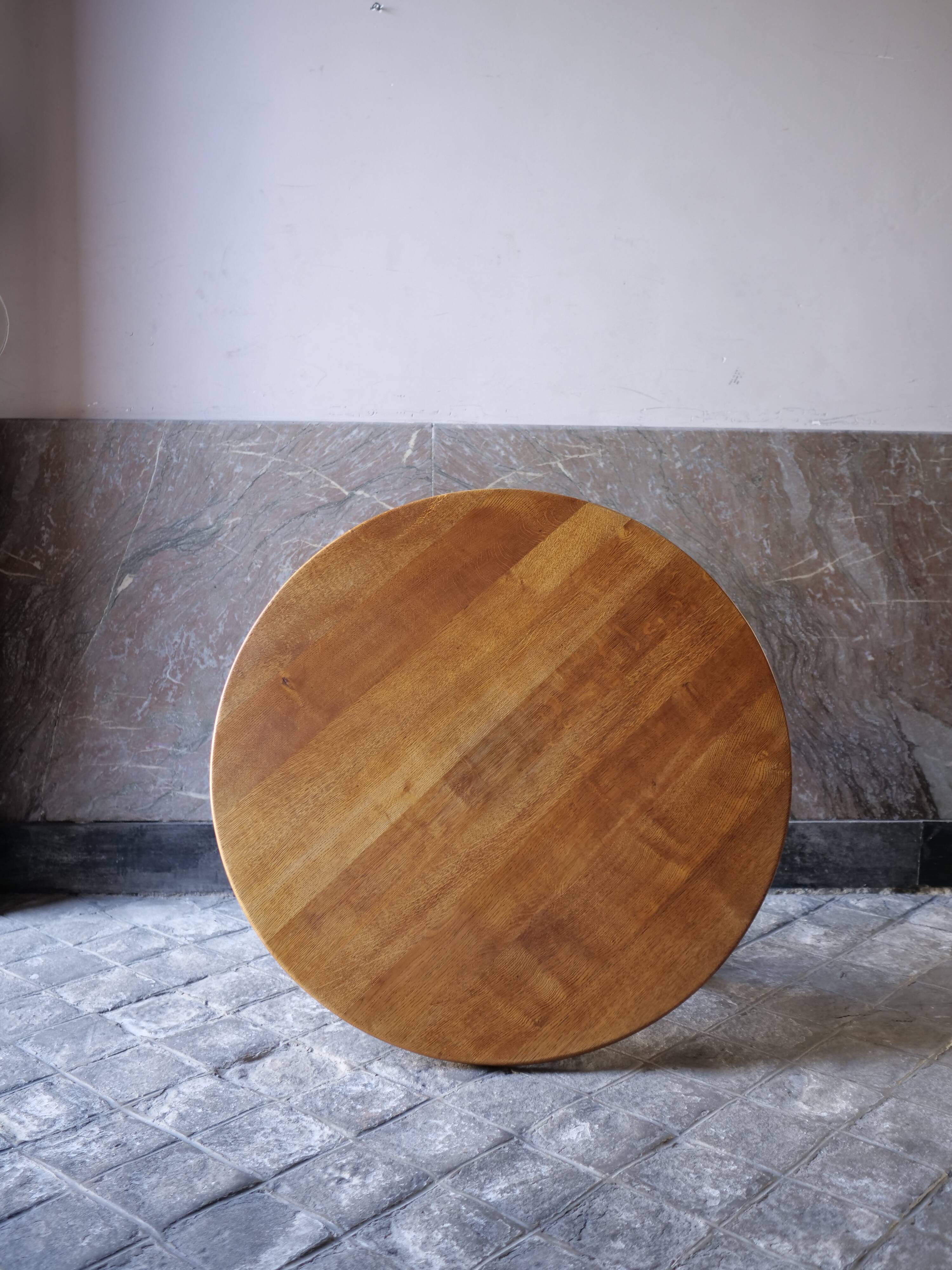 round coffee table in solid wood brutalist design bohemian decor