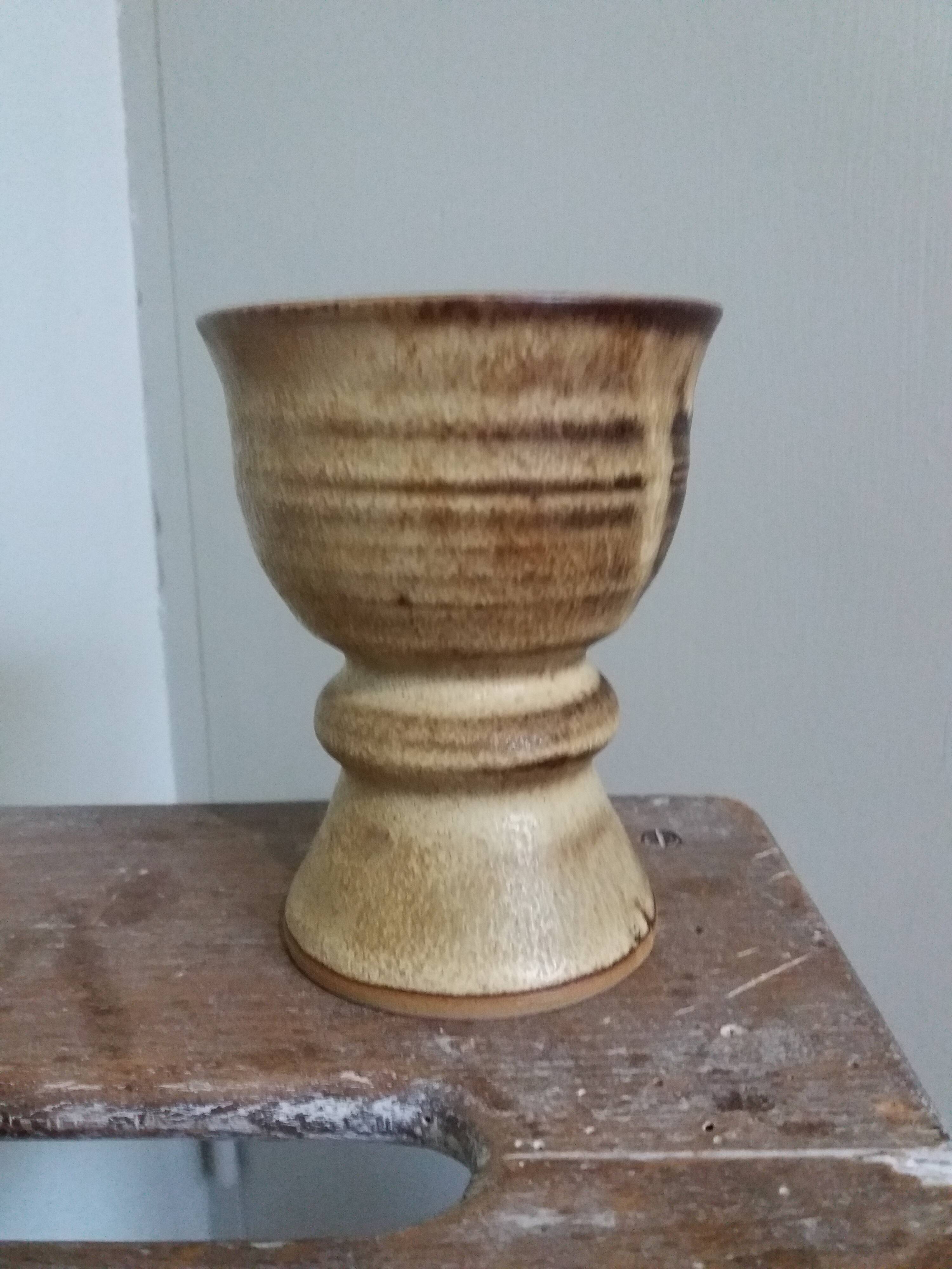 Chalice cup candle holder in stoneware