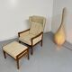 Vintage Casala wingback armchair with ottoman, 1970s design