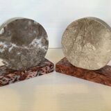 Pair of art deco marble bookends