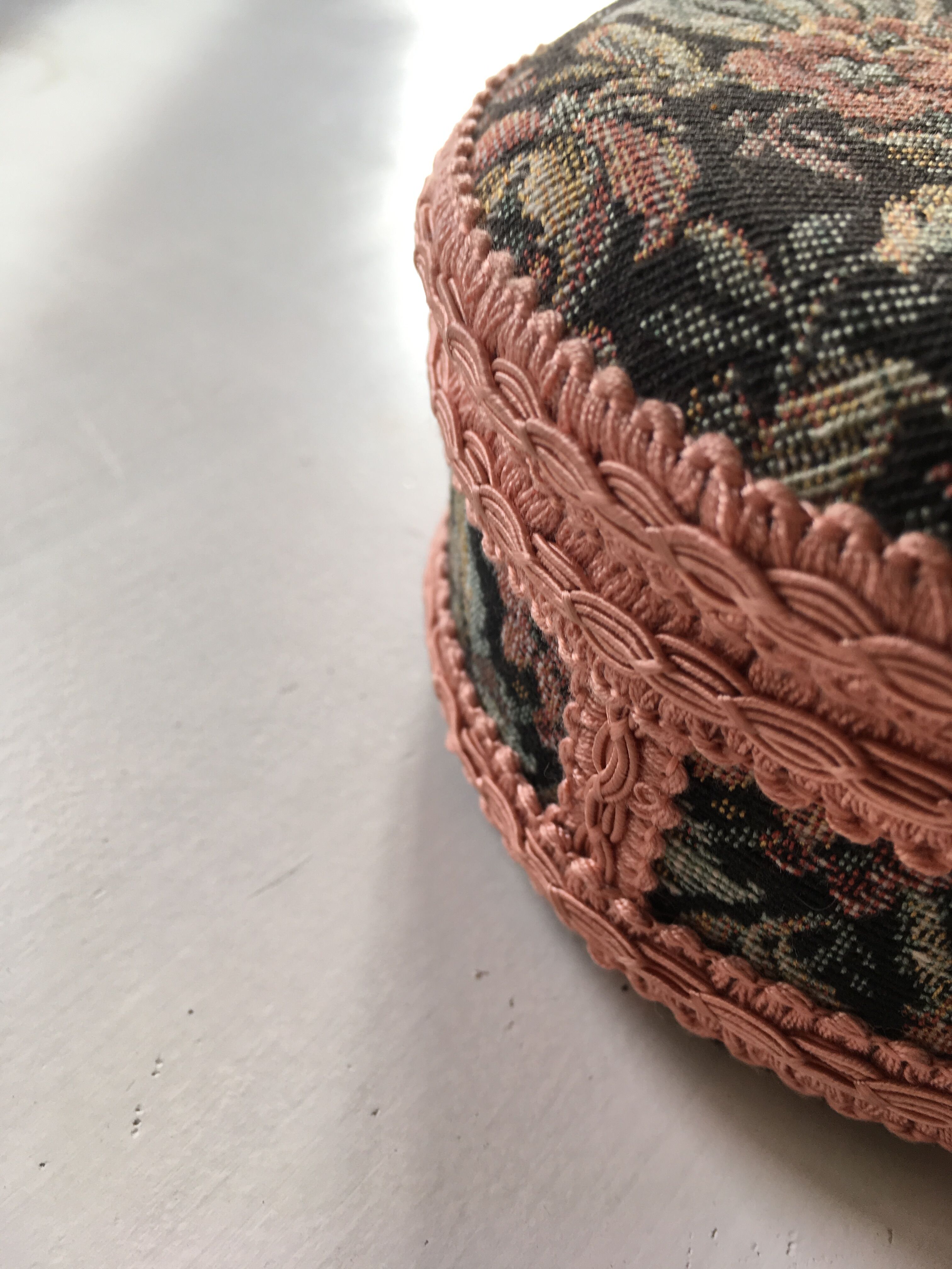 Jewelry box decorated with floral fabric
