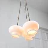 Mid-Century Italian Opaline Glass & Brass Pendant Lamp, set of 3