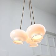 Mid-Century Italian Opaline Glass & Brass Pendant Lamp, set of 3