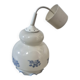 luminaire suspension vintage ceramique blanche fleurs bleue