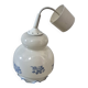luminaire suspension vintage ceramique blanche fleurs bleue