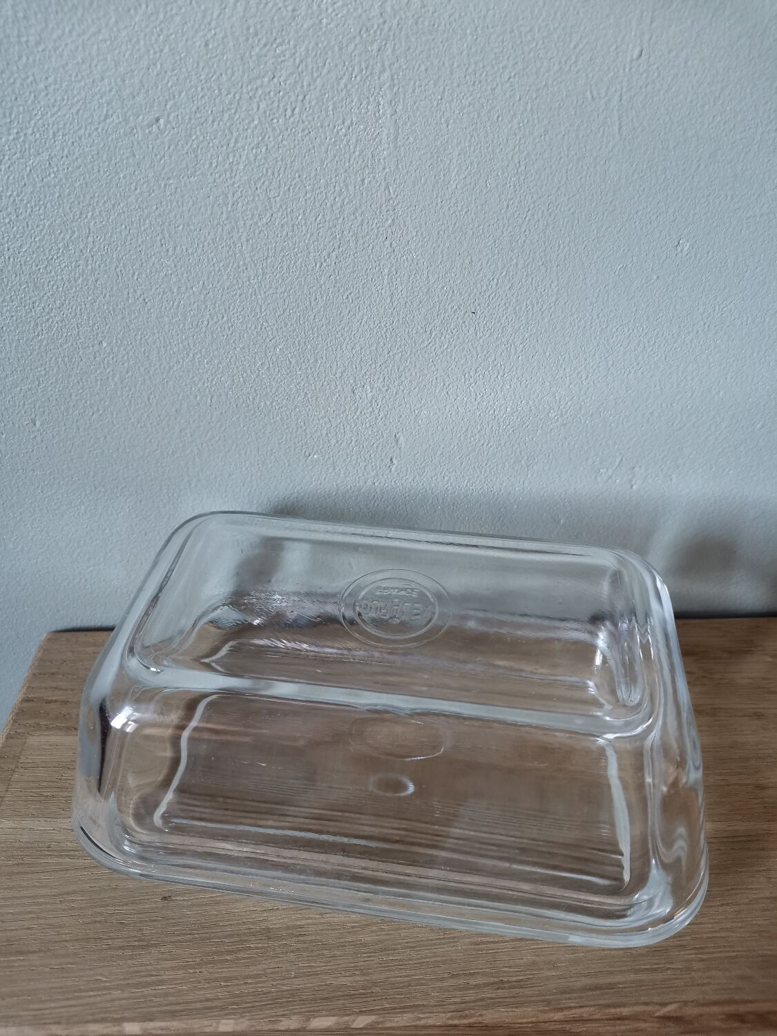 Vintage duralex France butter dish molded glass butter box