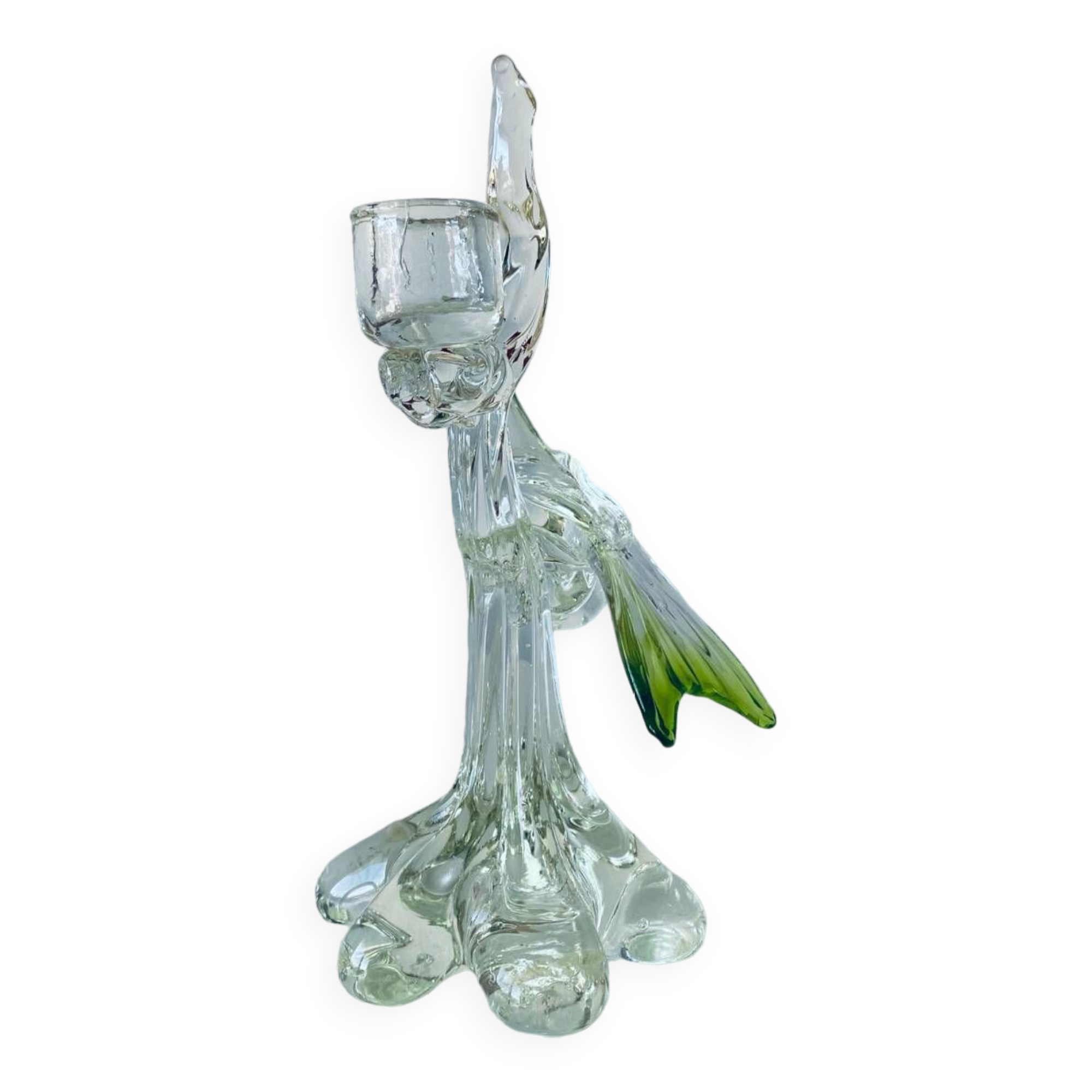 Glass bird candle holder