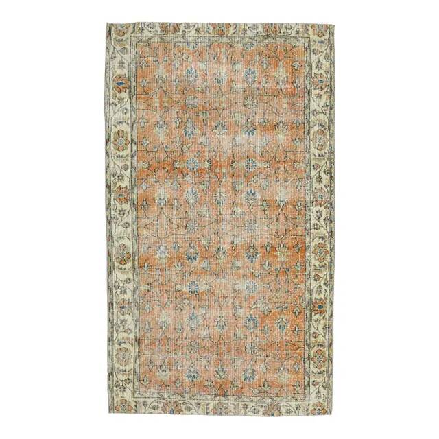 Vintage Turkish Oushak Handmade Wool Rug 111x195