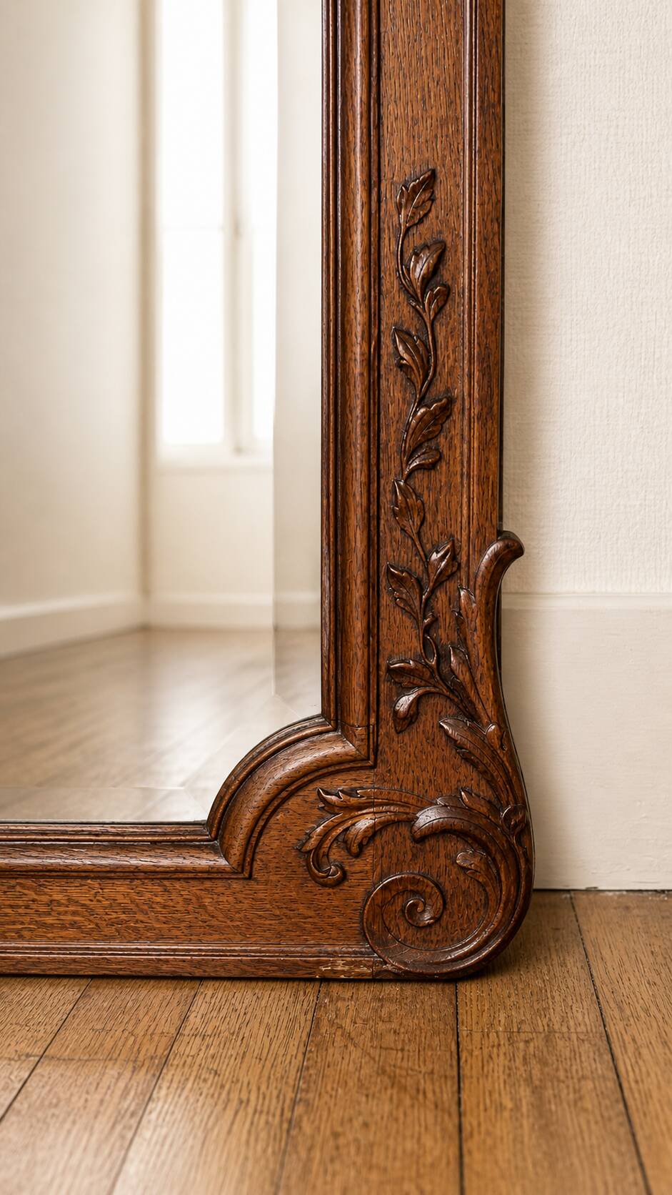Large oak fireplace mirror