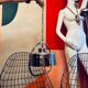 Vintage chrome metal chandelier 70' mid century design