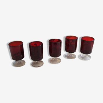 Set of 5 glasses a wine luminarc Arcoroc 1970s